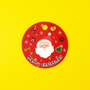 크리스마스 종이택  산타(지름5cm) 끈별매  100개/1,000개